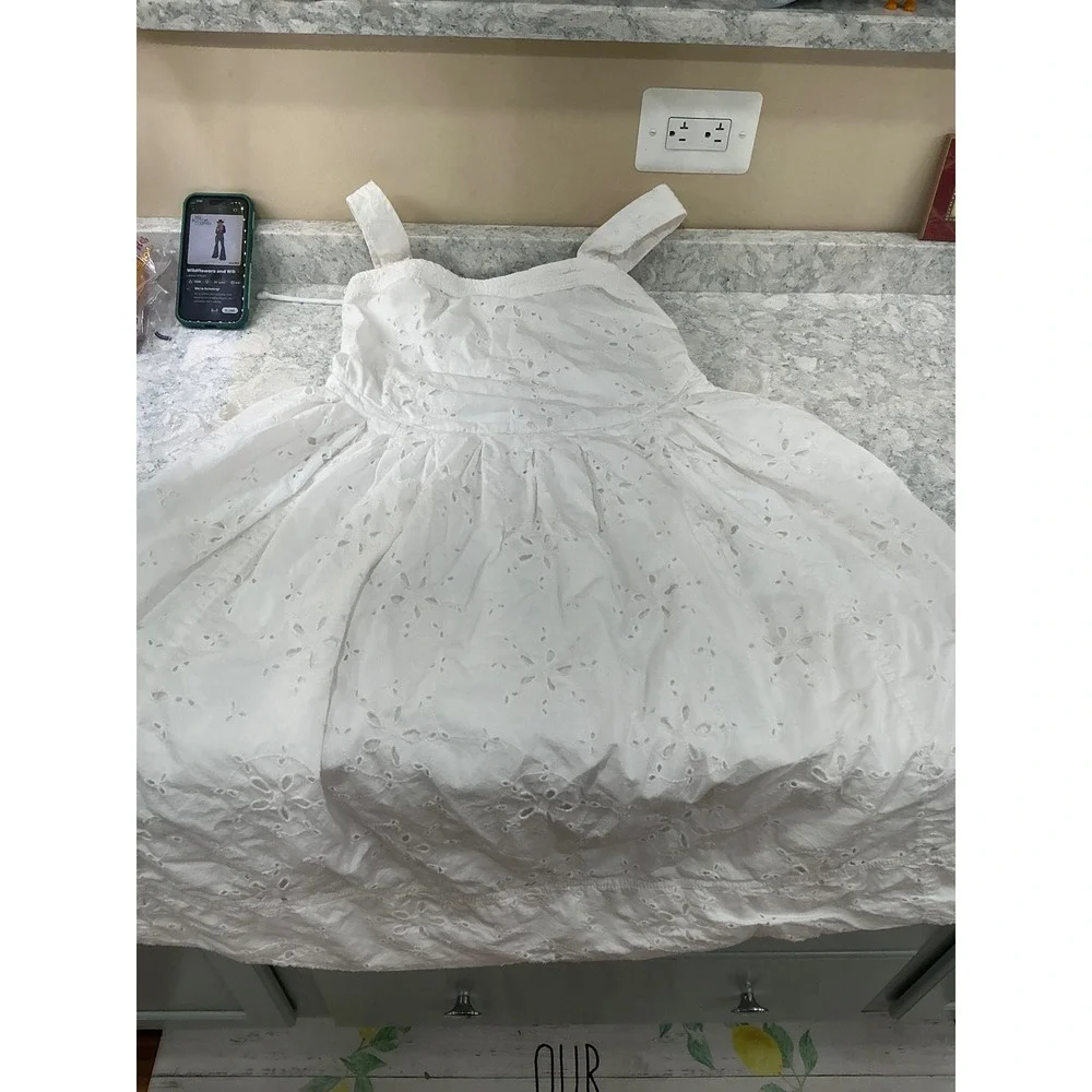 Free People Primavera Eyelet Lace Midi Dress XS White Boho Square Neck Tie Back